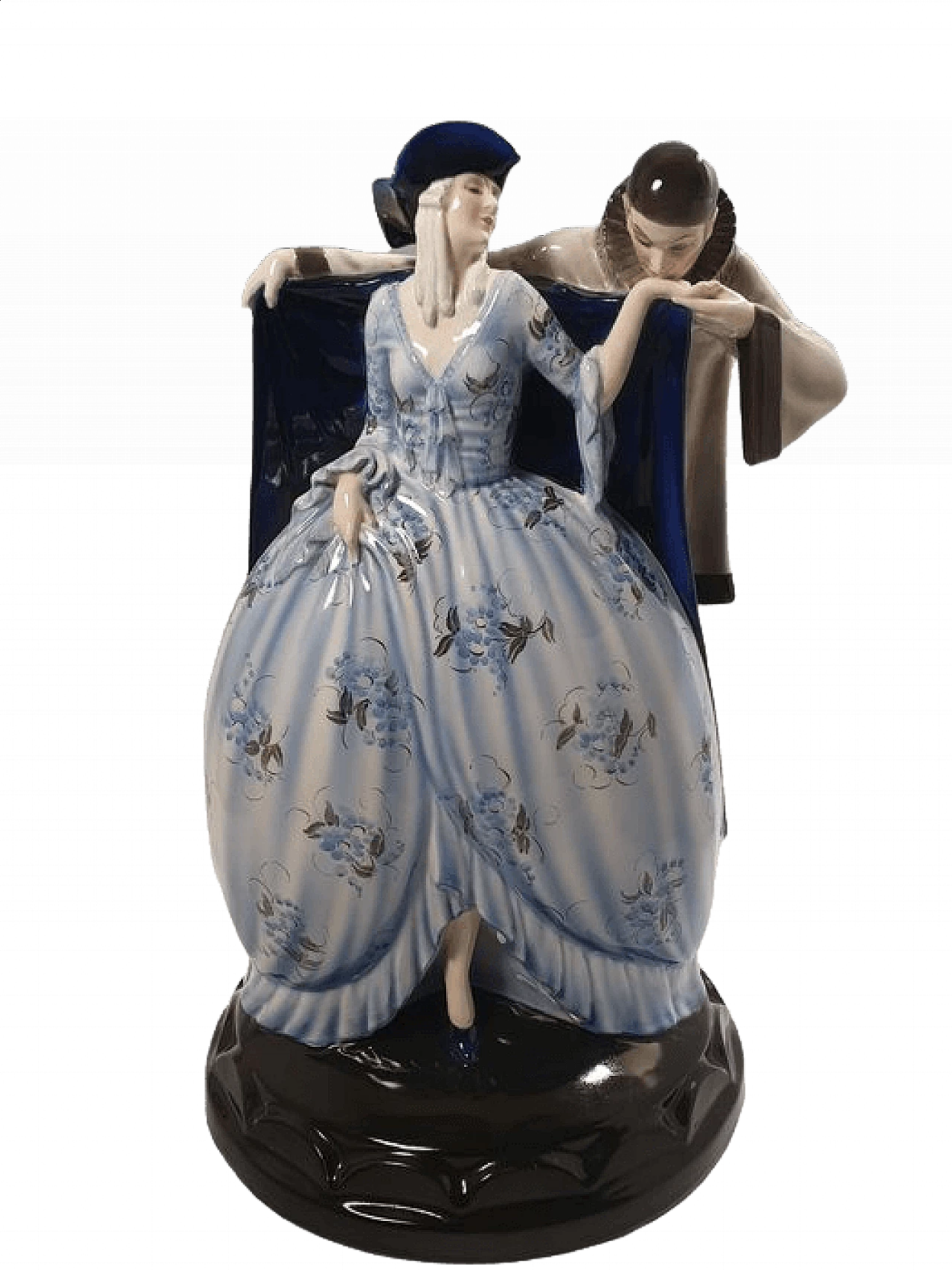 Sculpture of Harlequin and Columbine by Lorenzl in Goldscheider ceramics, 1920s 17