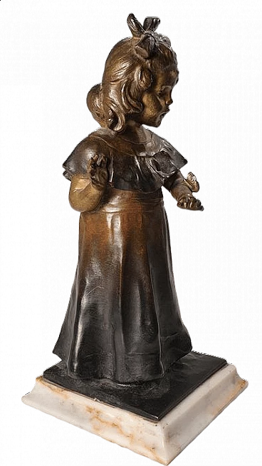Bronze sculpture of a young girl by Levasseur Henri Louis, 19th century