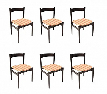 6 Walnut Chairs by Gianfranco Frattini for Cassina, 1960s