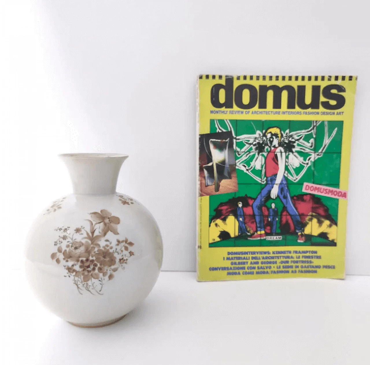 Vaso in ceramica avorio con dettagli floreali di Rosenthal, anni '40 3