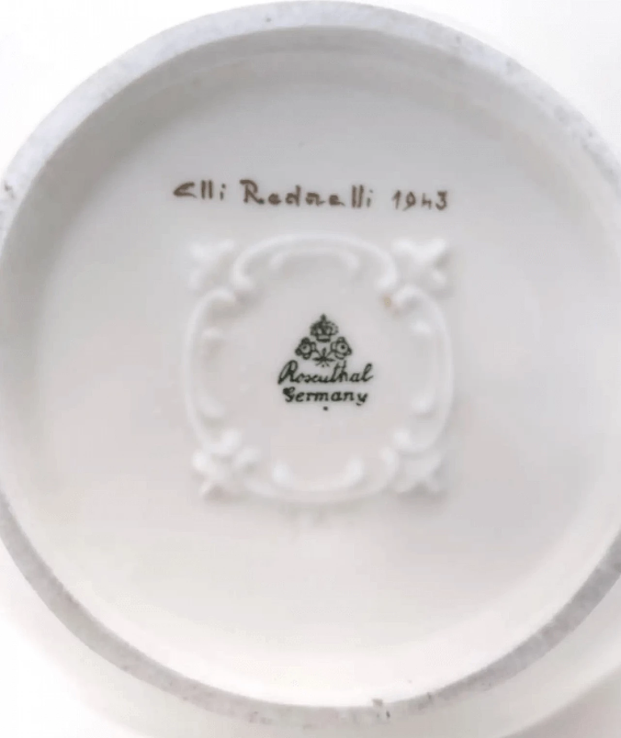 Vaso in ceramica avorio con dettagli floreali di Rosenthal, anni '40 16