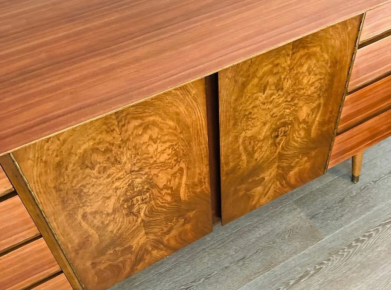 Teak sideboard with briarwood doors, 1950s 2