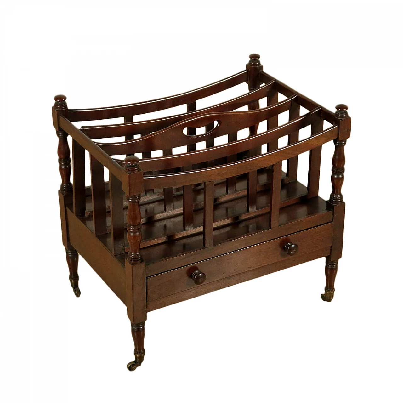 Mahogany magazine rack with small drawer, 19th century 1