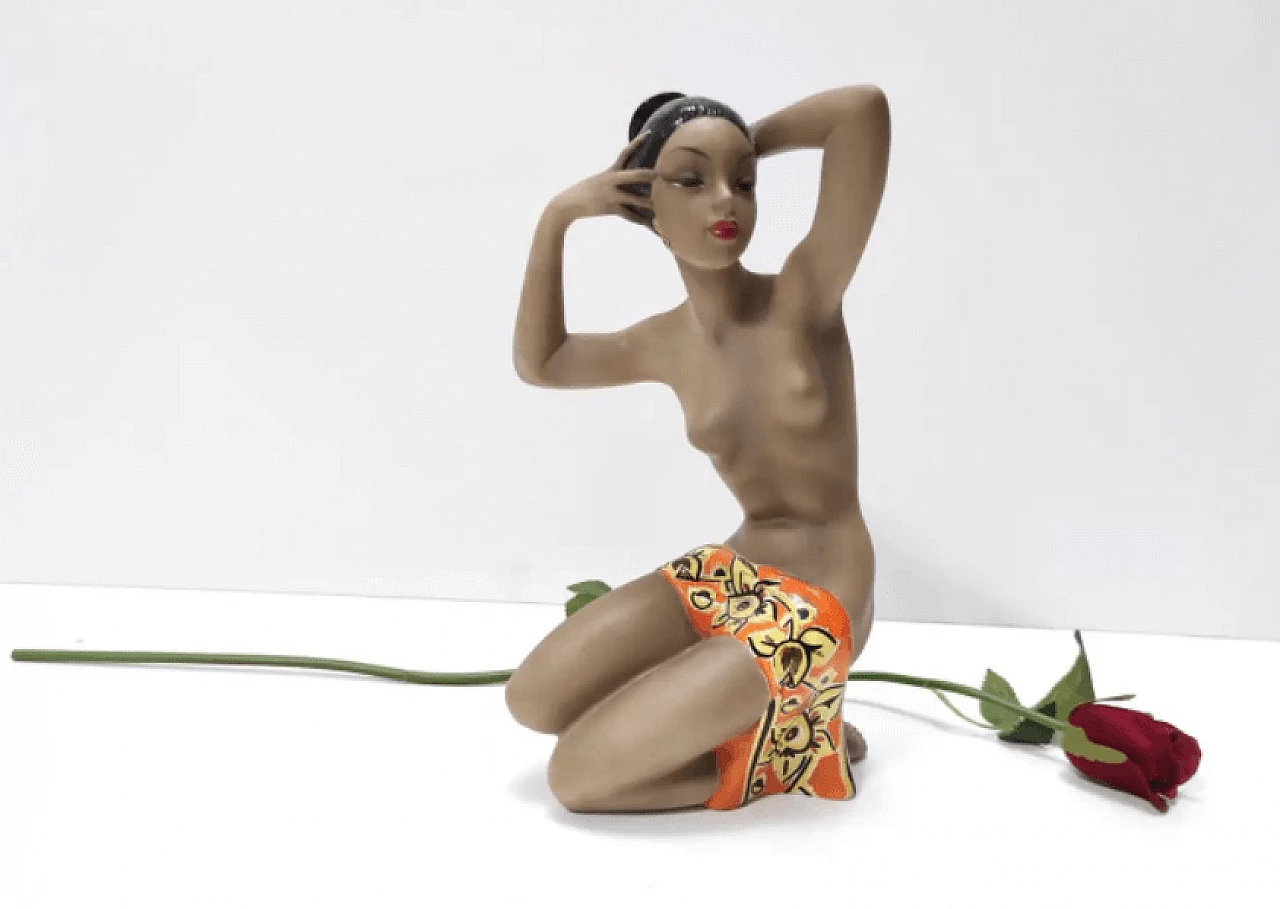 CIA Manna, Samara, female semi-nude ceramic sculpture, 1950s 3