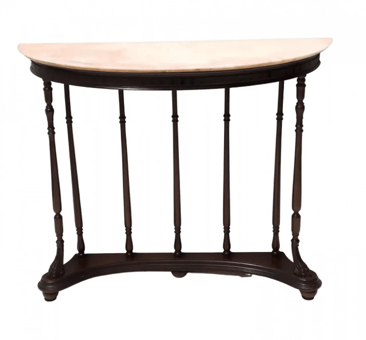 Consolle stile Neoclassico in faggio e marmo Rosa Portogallo, anni '60 1