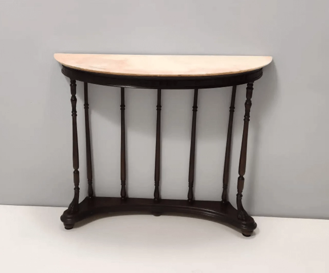 Neoclassical style beech and Rosa Portogallo marble console, 1960s 4