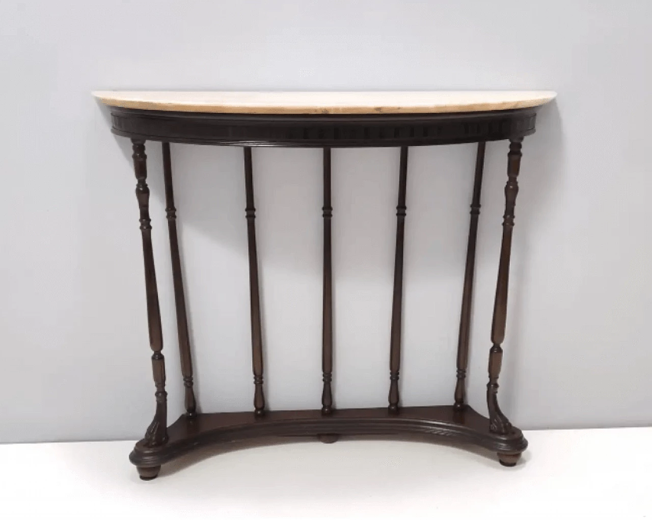 Neoclassical style beech and Rosa Portogallo marble console, 1960s 5