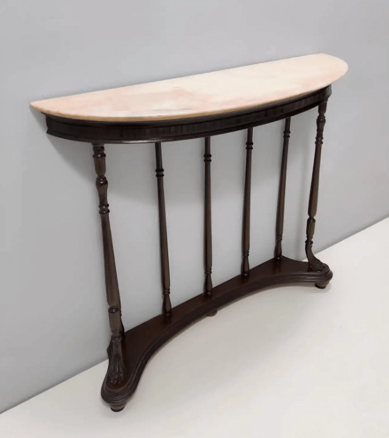 Neoclassical style beech and Rosa Portogallo marble console, 1960s 6