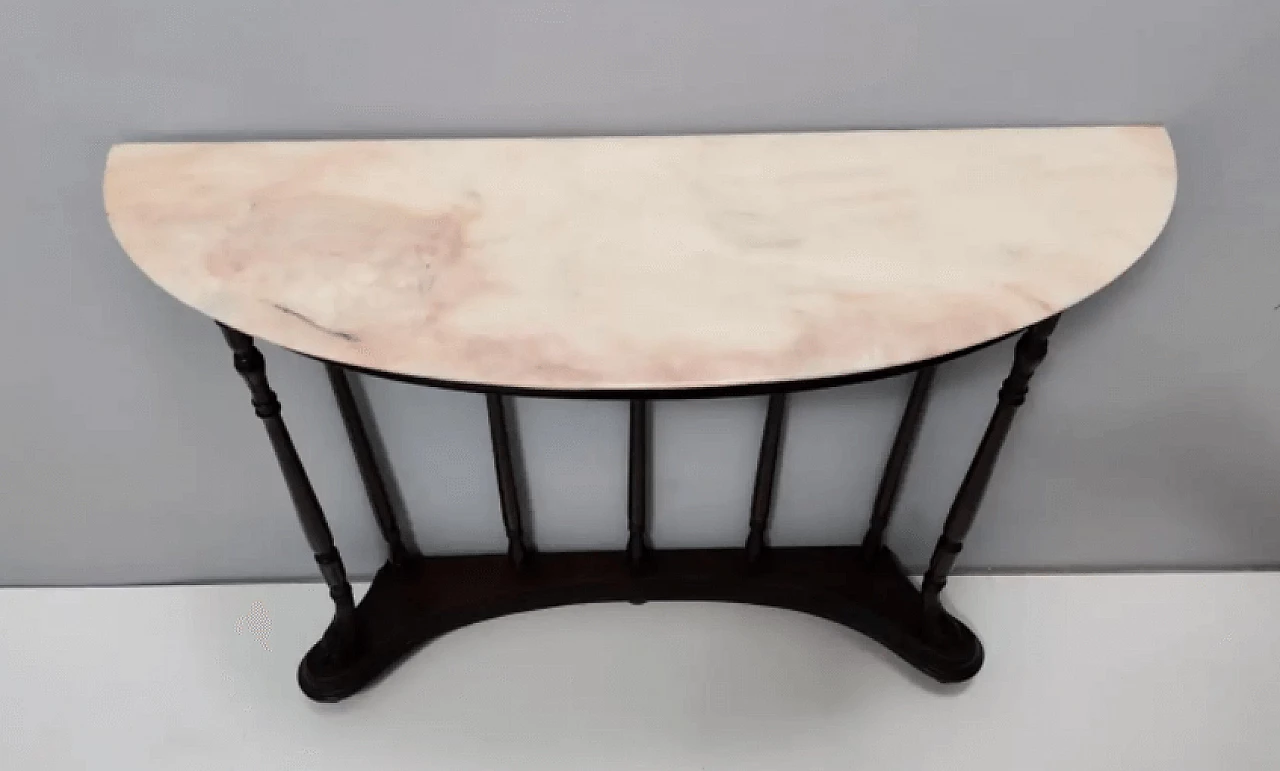 Neoclassical style beech and Rosa Portogallo marble console, 1960s 8