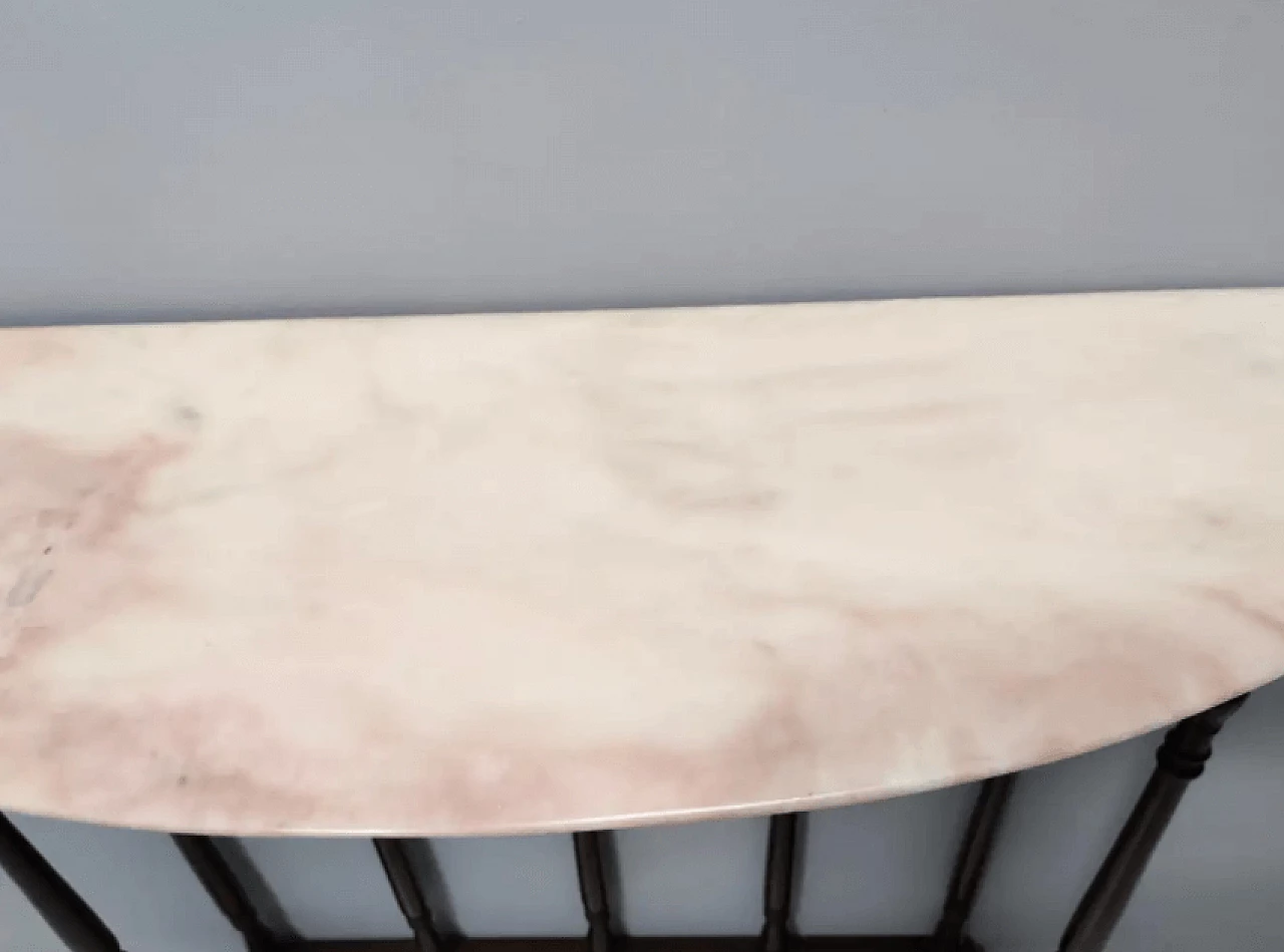 Neoclassical style beech and Rosa Portogallo marble console, 1960s 9