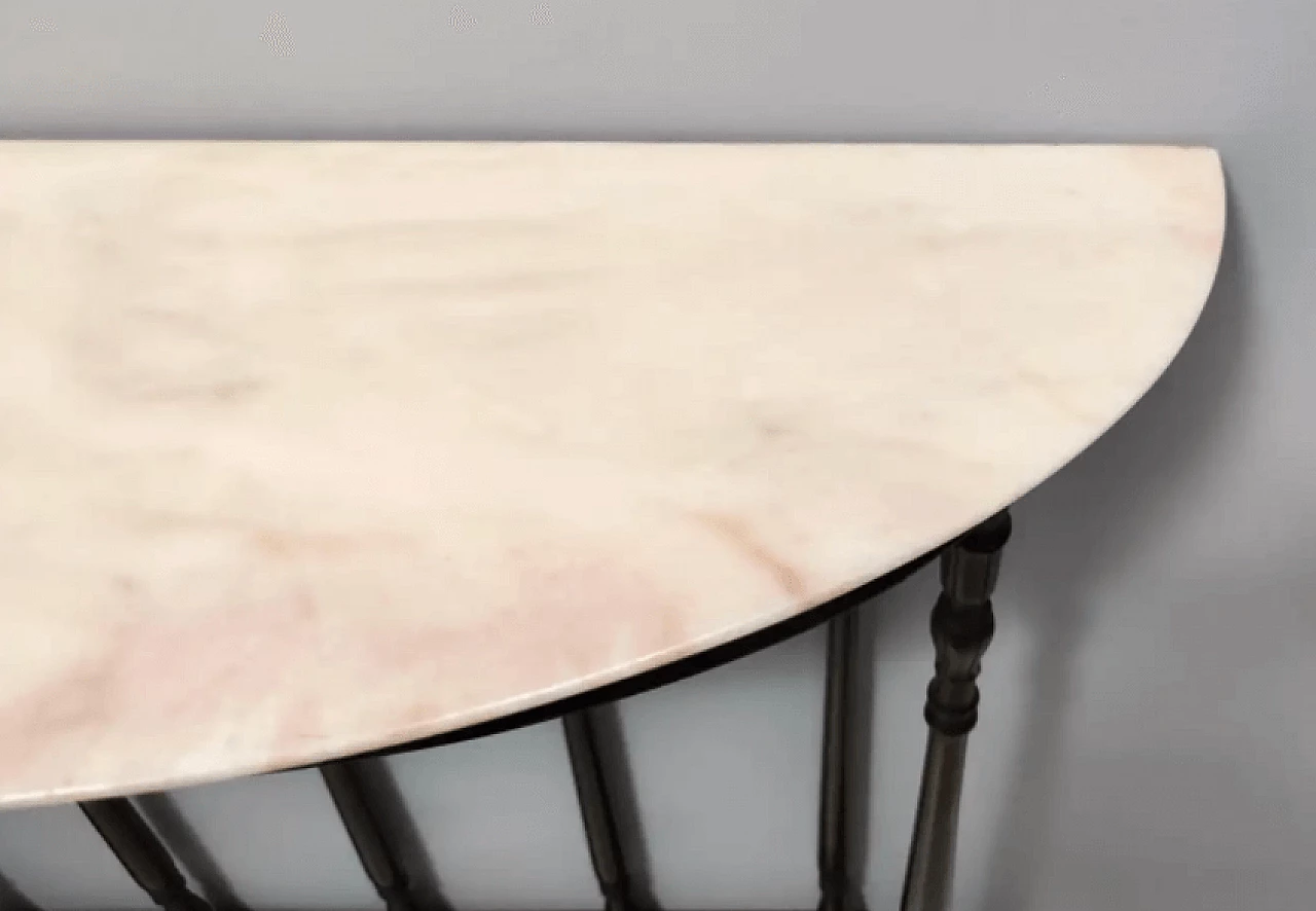 Consolle stile Neoclassico in faggio e marmo Rosa Portogallo, anni '60 10