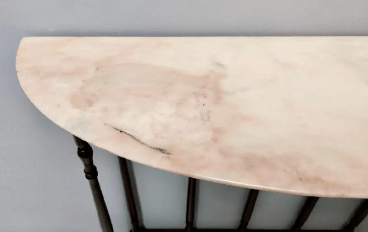 Neoclassical style beech and Rosa Portogallo marble console, 1960s 11
