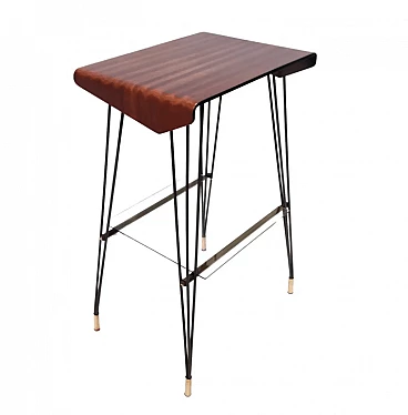 Wood and iron side table, 1960s