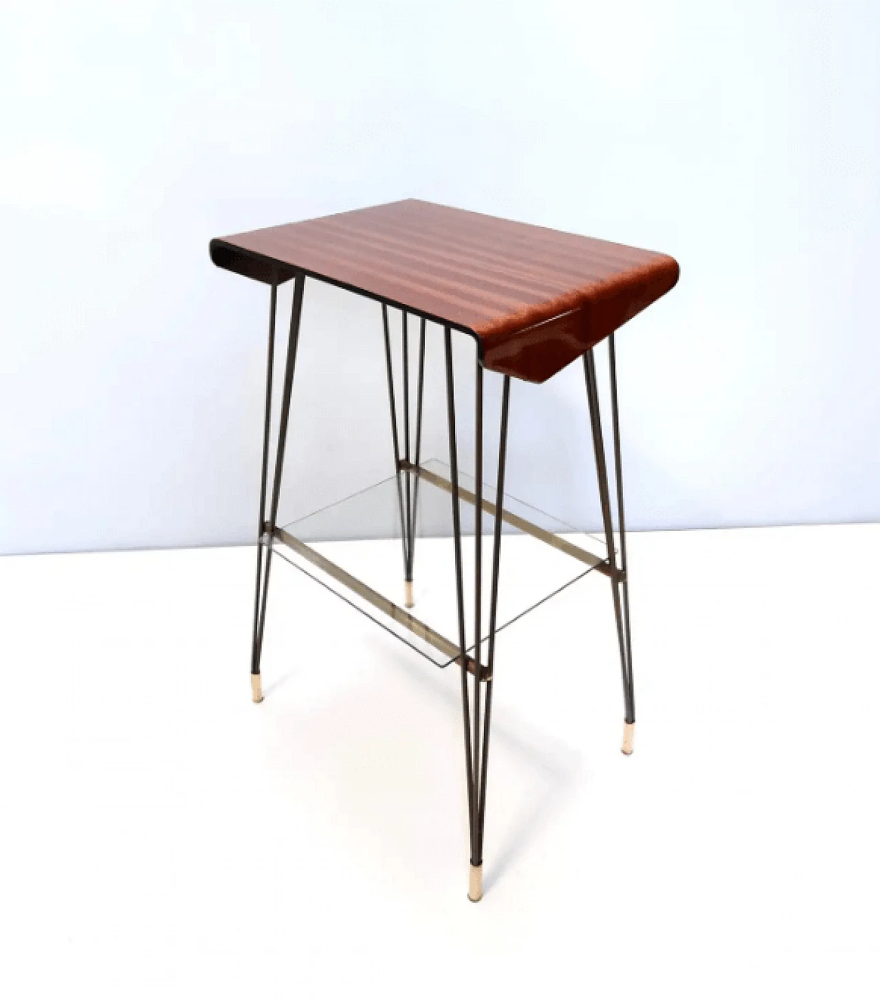 Tavolino d'appoggio in legno e ferro, anni '60 6
