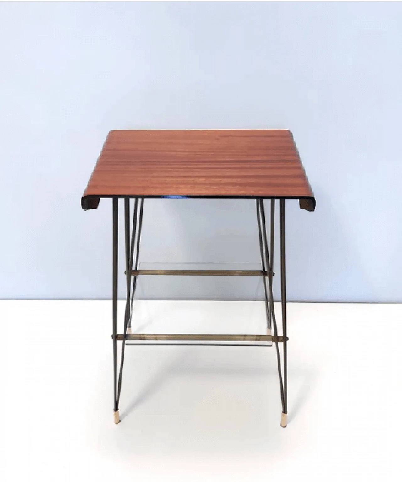 Tavolino d'appoggio in legno e ferro, anni '60 8