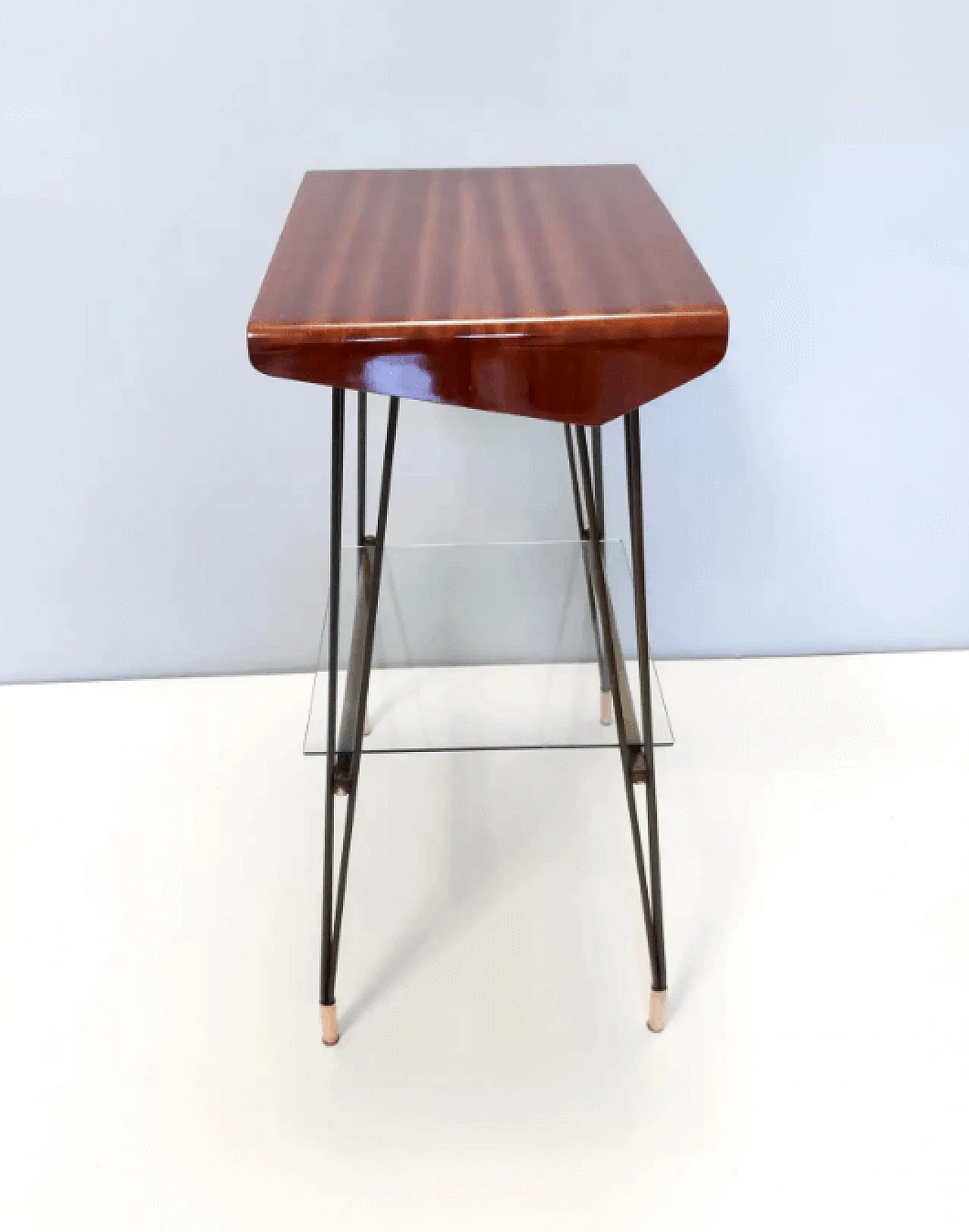 Tavolino d'appoggio in legno e ferro, anni '60 9