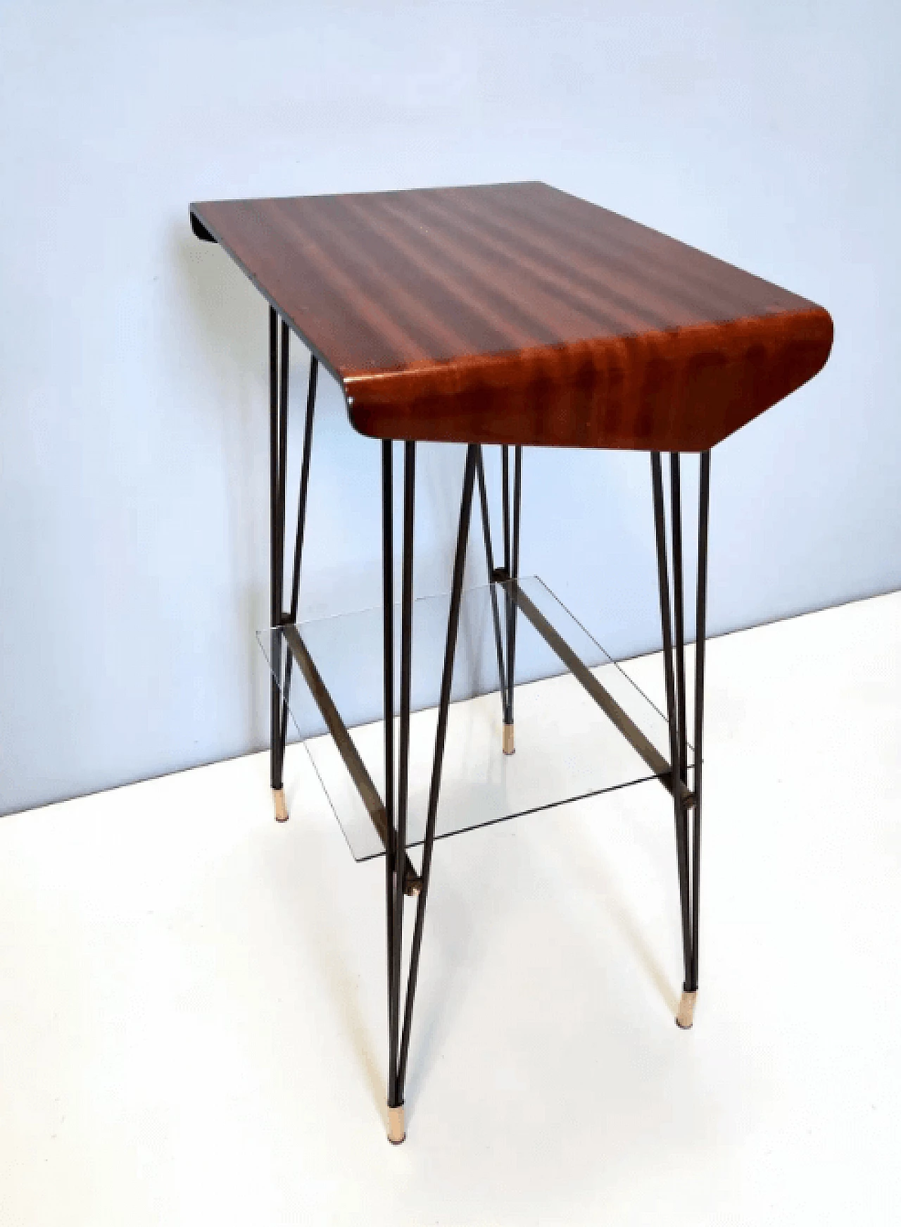 Tavolino d'appoggio in legno e ferro, anni '60 10