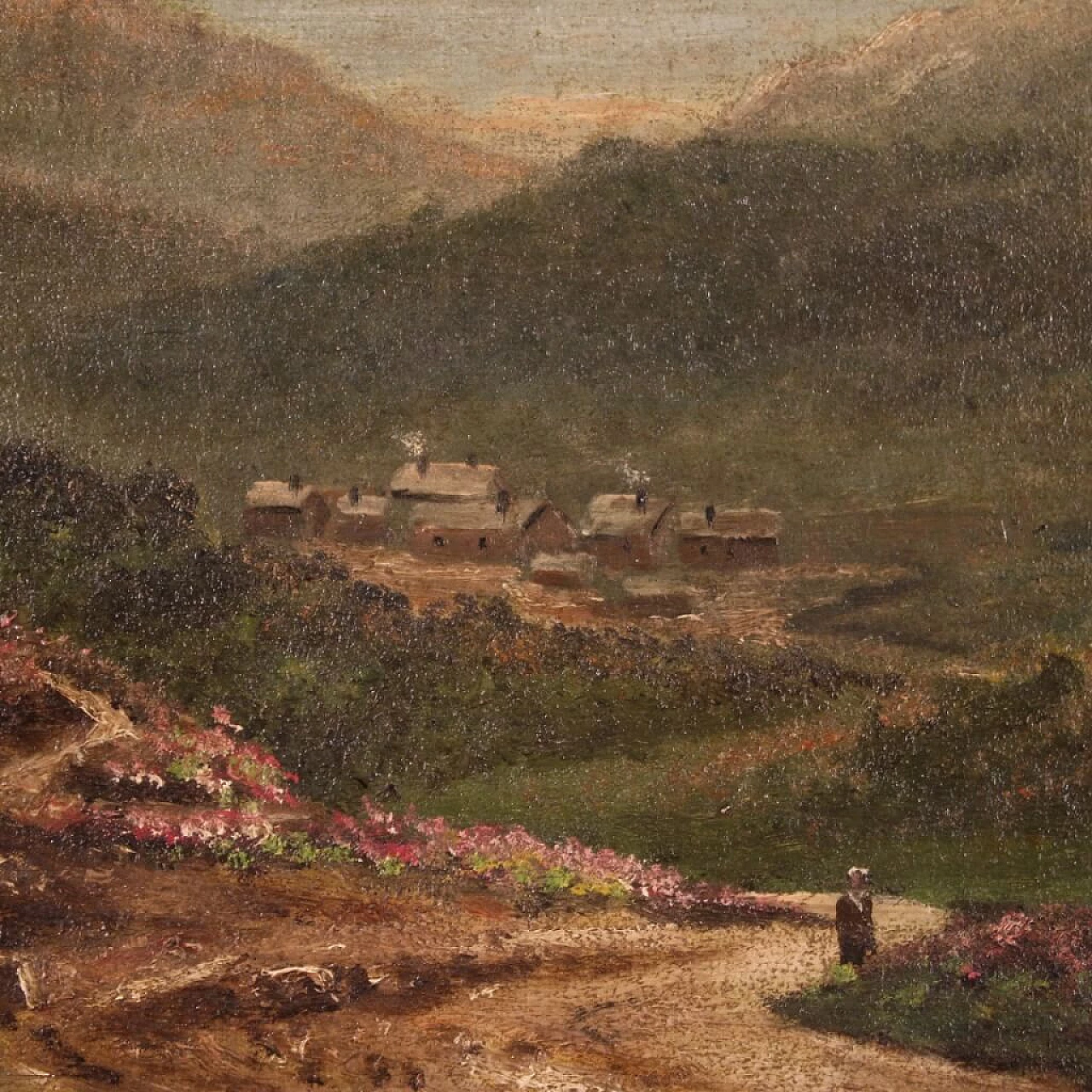 Oil on canvas depicting small romantic landscape, 1920s 5