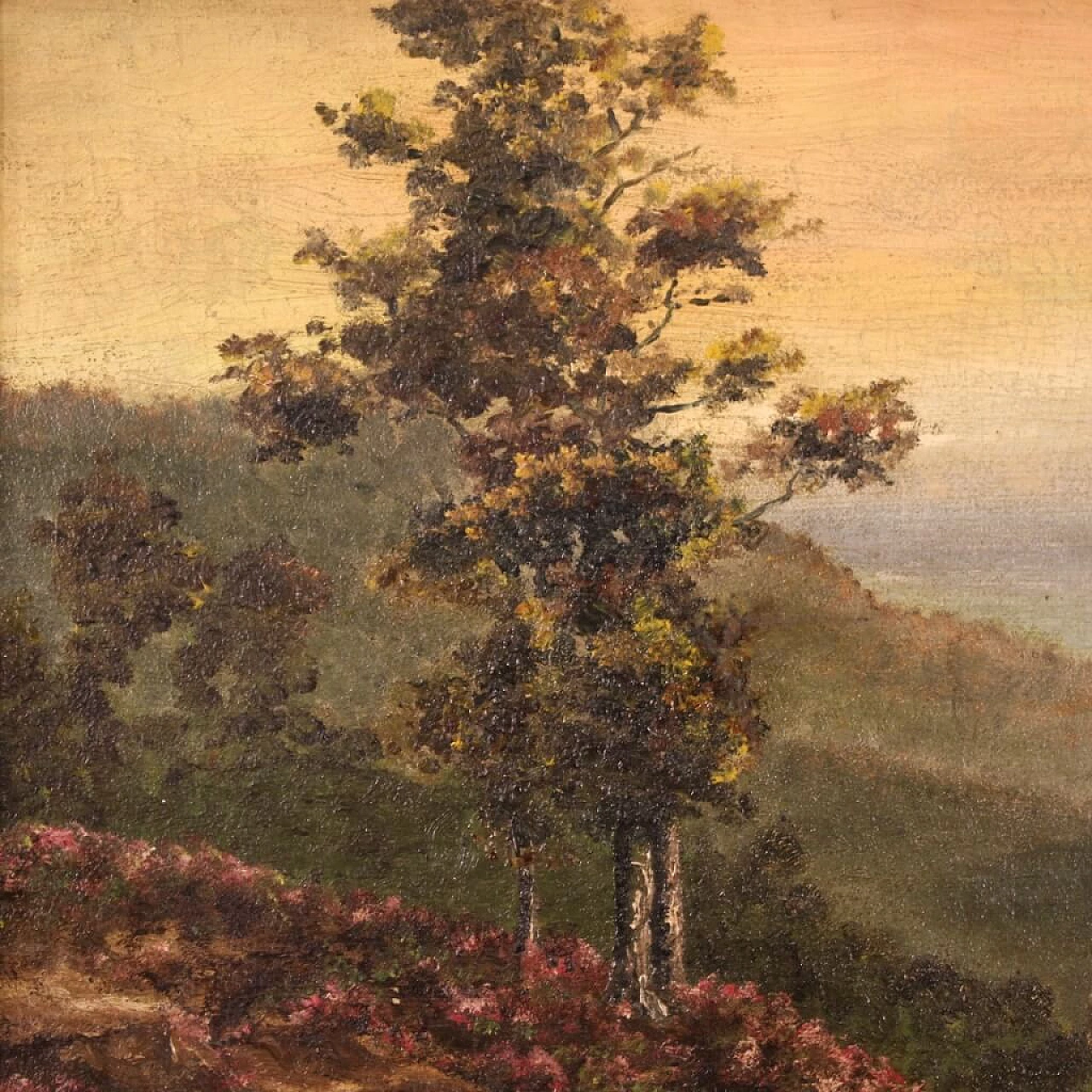 Oil on canvas depicting small romantic landscape, 1920s 7