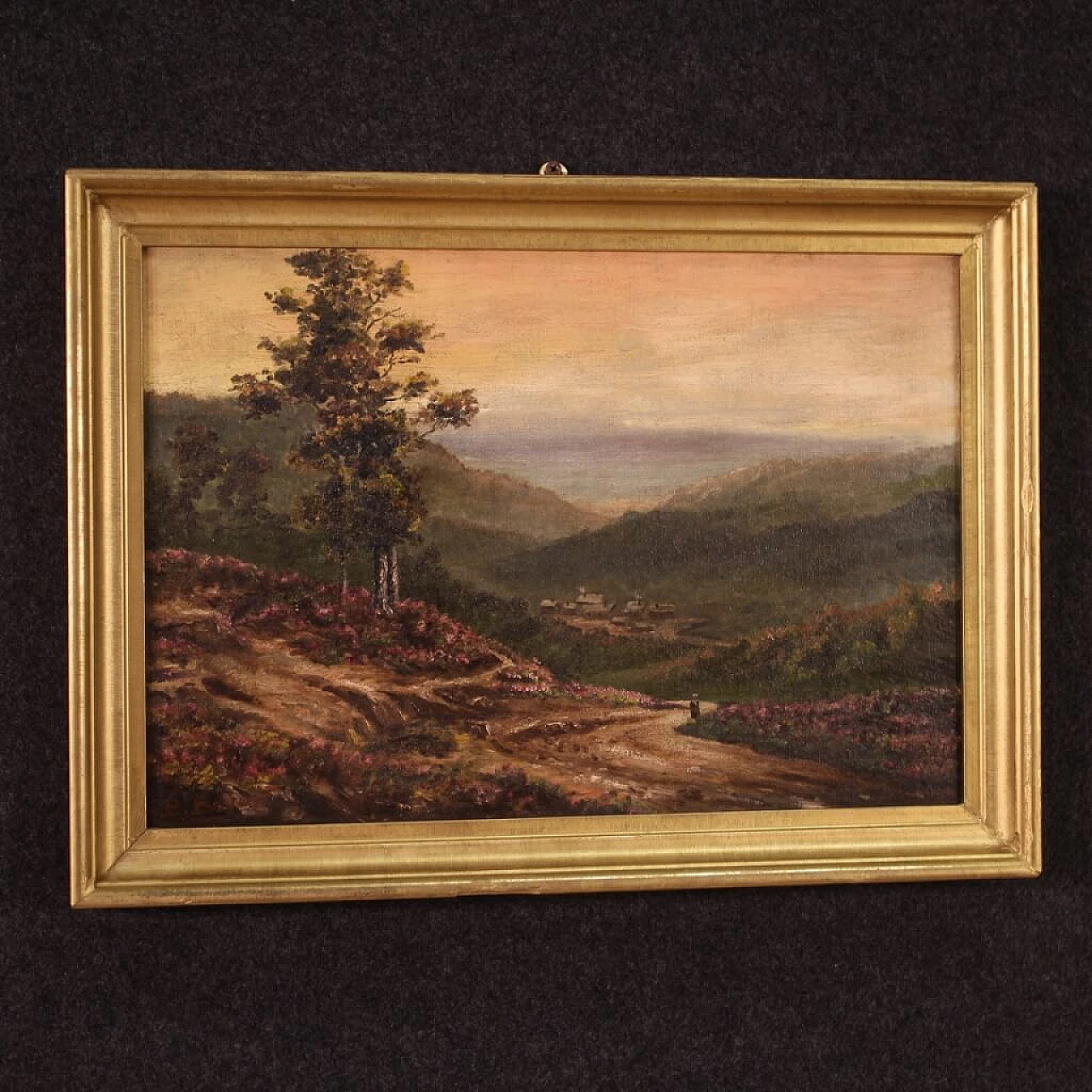 Oil on canvas depicting small romantic landscape, 1920s 9