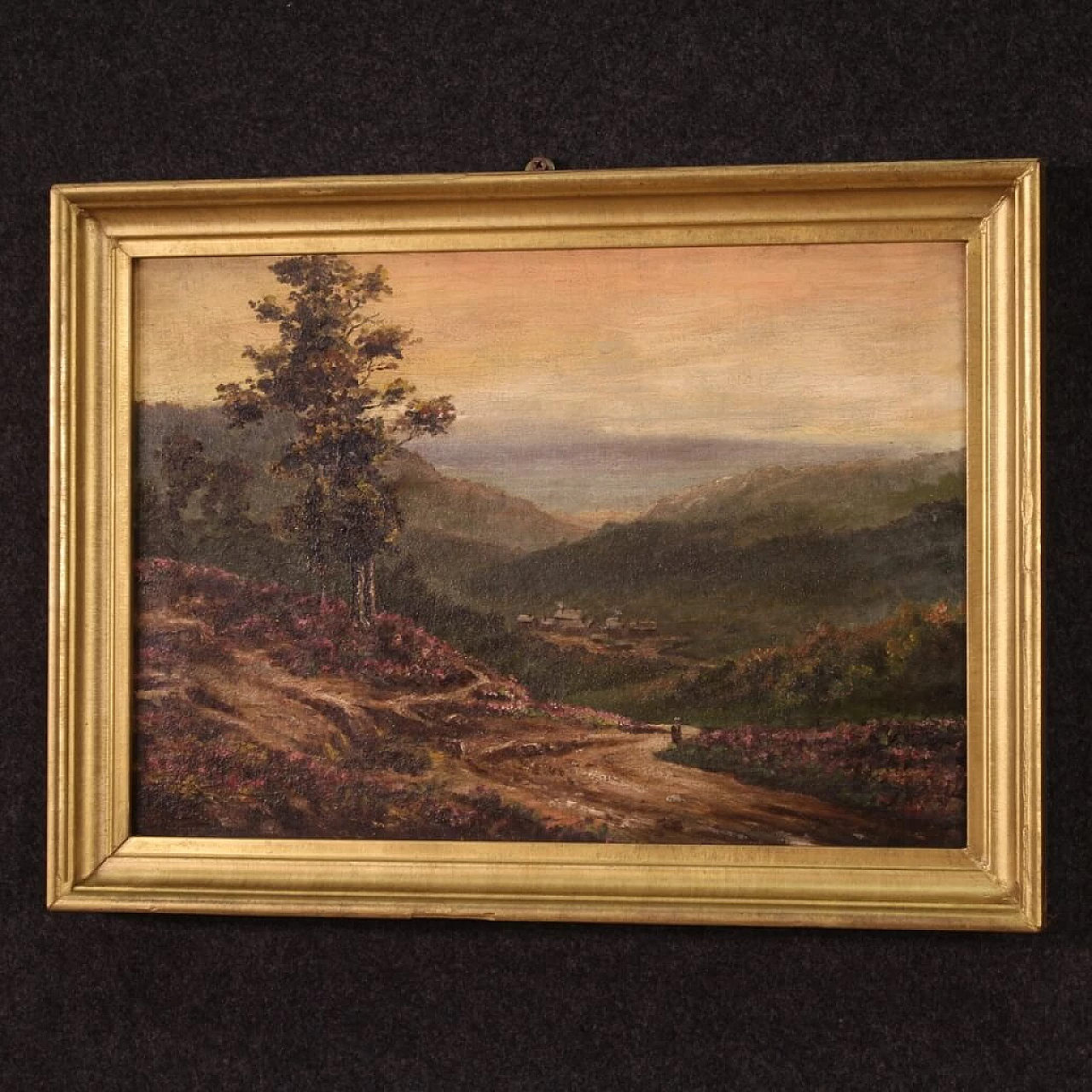 Oil on canvas depicting small romantic landscape, 1920s 10