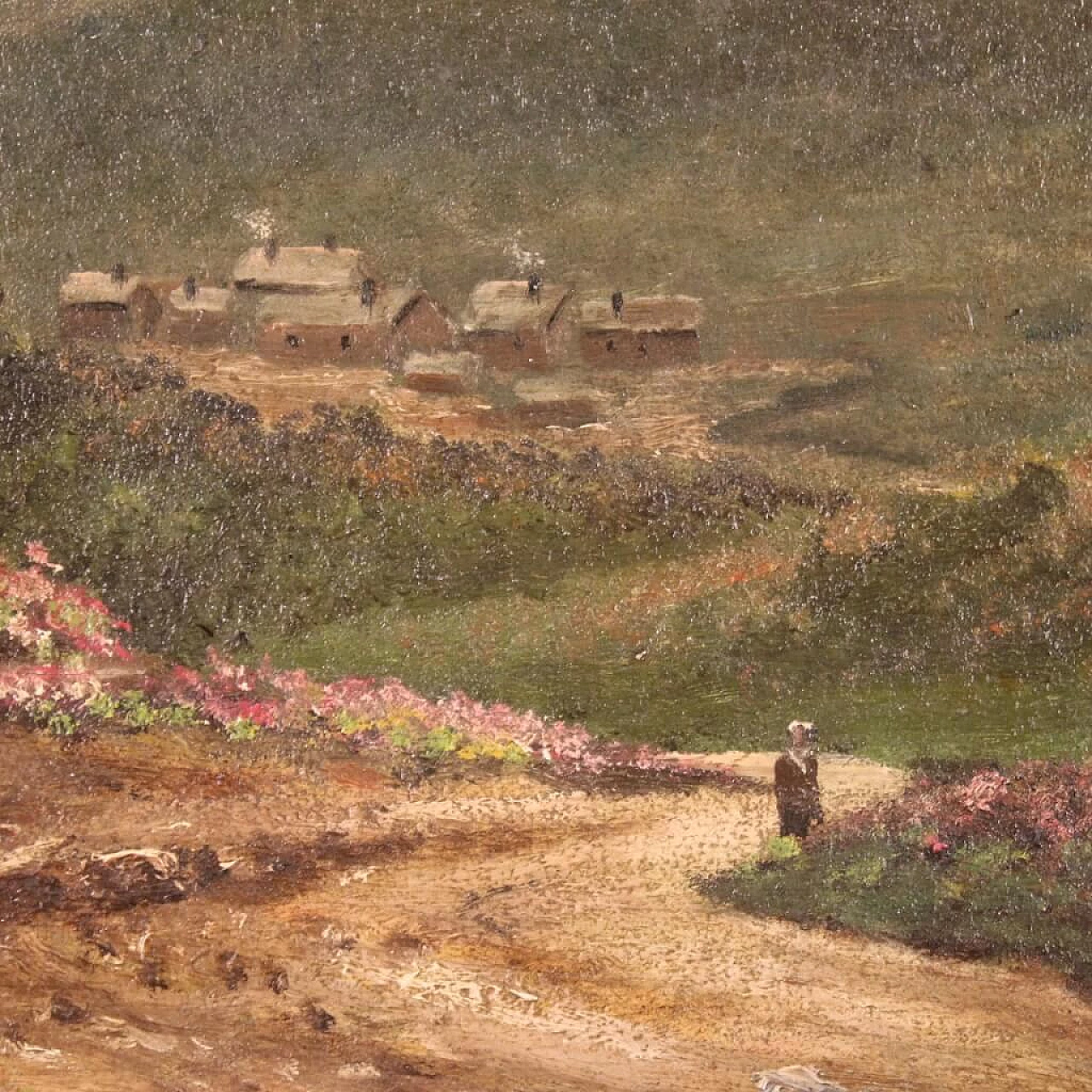 Oil on canvas depicting small romantic landscape, 1920s 11