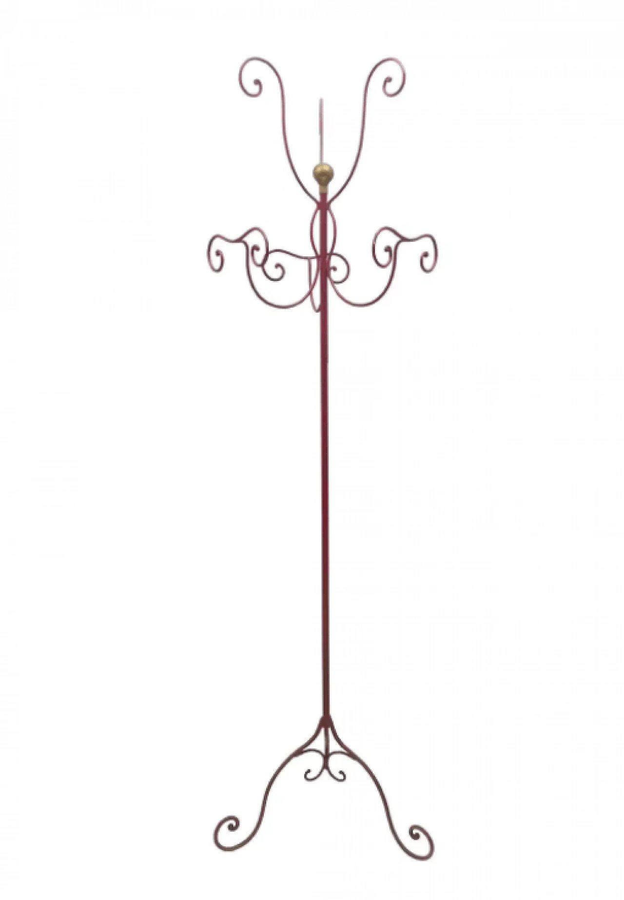 Red carnished iron hat and coat rack, 1950s 1
