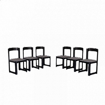 6 Lacquered wooden dining chairs, 1960s
