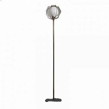 Brass and glass floor lamp, 1950s
