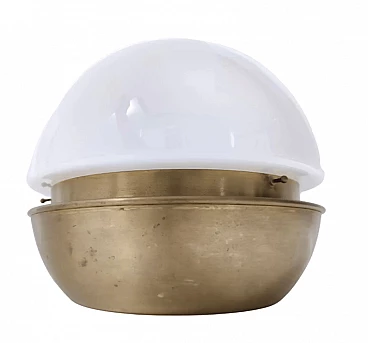 Murano opaline glass and brass table lamp, 1980s