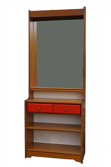 Beech sideboard with mirror and coat rack, 1970s