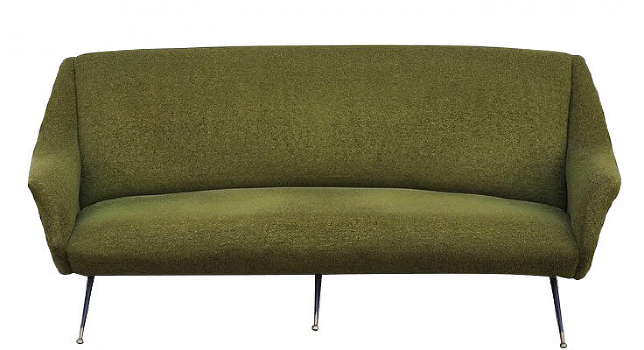Green cotton and wool curved sofa by Gigi Radice for Minotti, 1950s 1406558