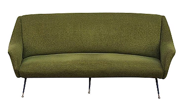 Green cotton and wool curved sofa by Gigi Radice for Minotti, 1950s