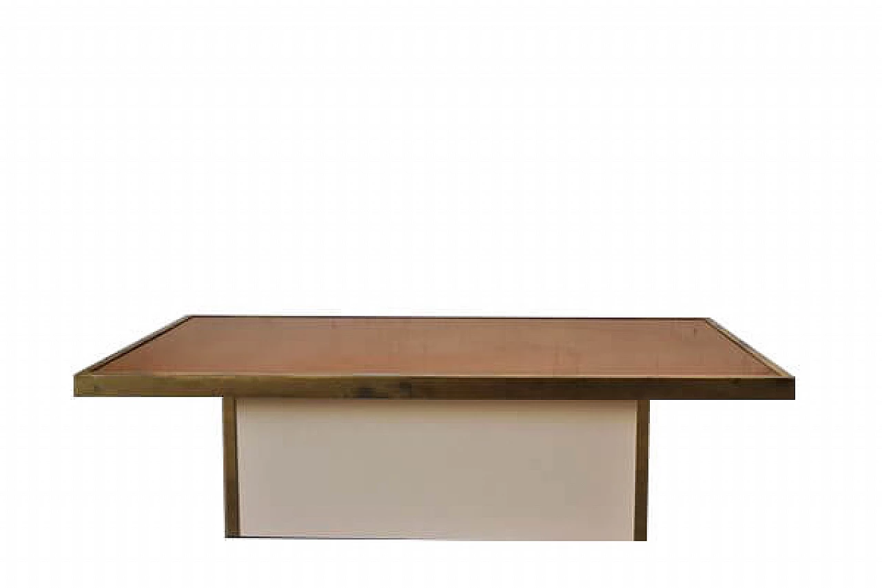 Tavolino in legno e ottone, anni '70 1406539