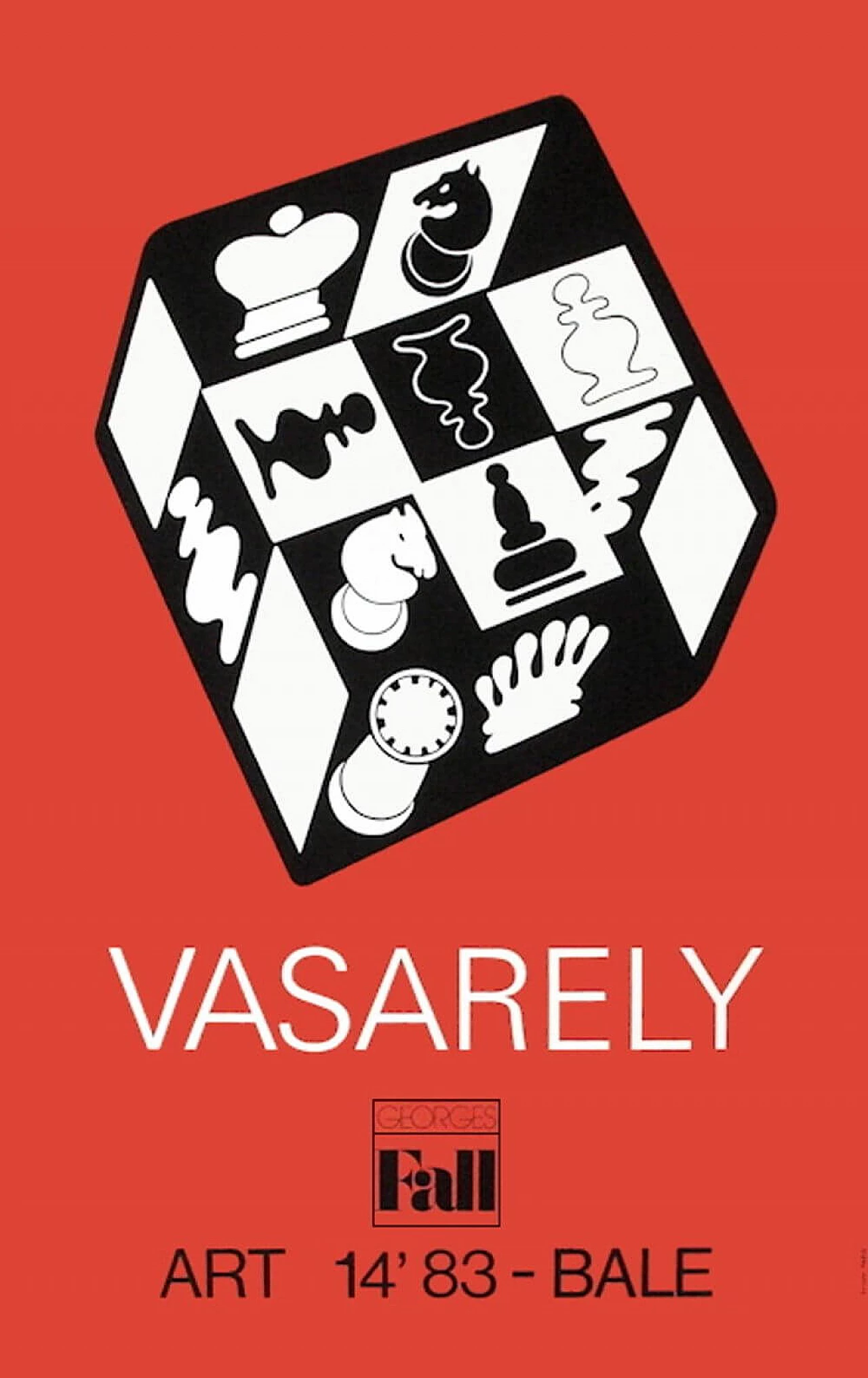 Chess Red di Victor Vasarely, serigrafia, anni '80 1