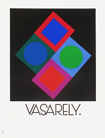 Silkscreen poster on cardboard by Victor Vasarely, 1970s