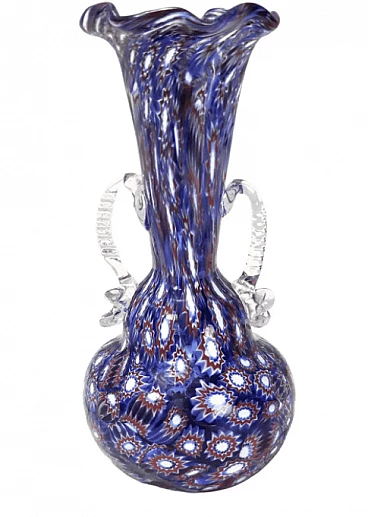 Murano glass vase with murrine attributed to Fratelli Toso, 1960s