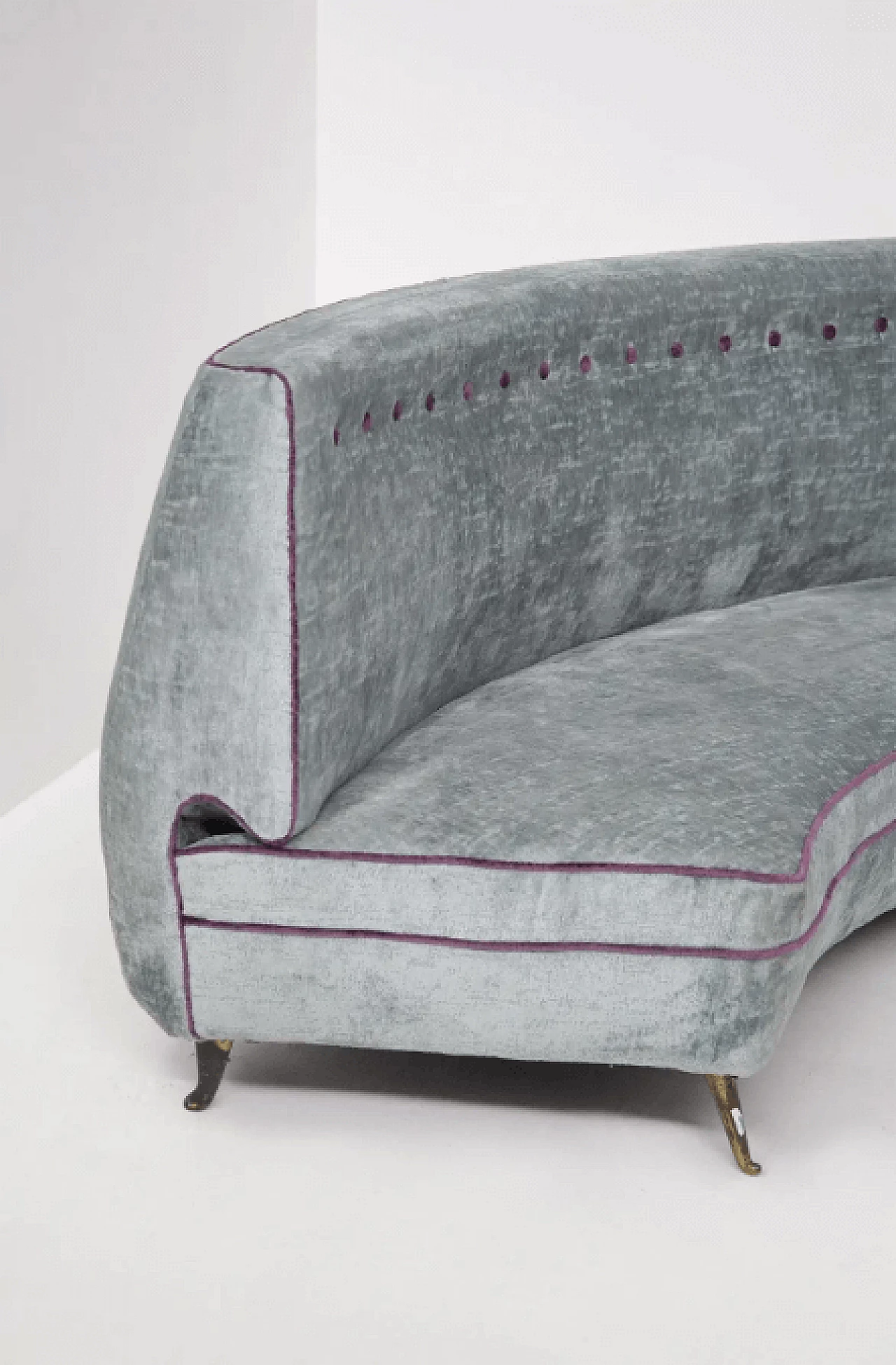 Sofa in light blue and purple velvet by Isa Bergamo, 1950s 3