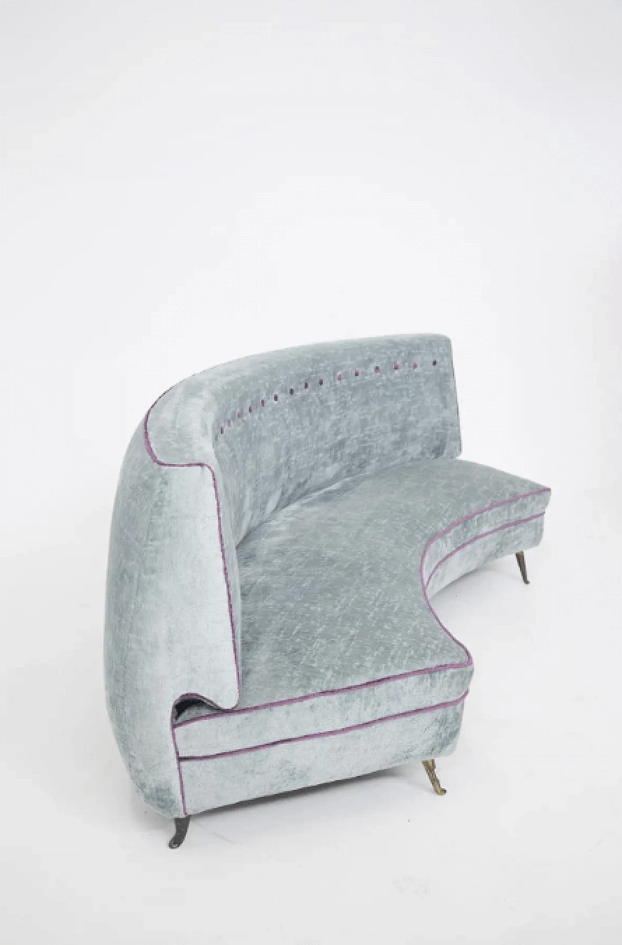 Sofa in light blue and purple velvet by Isa Bergamo, 1950s 4