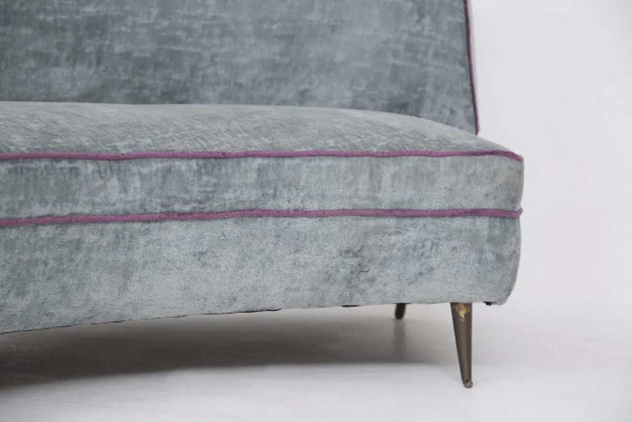 Sofa in light blue and purple velvet by Isa Bergamo, 1950s 7