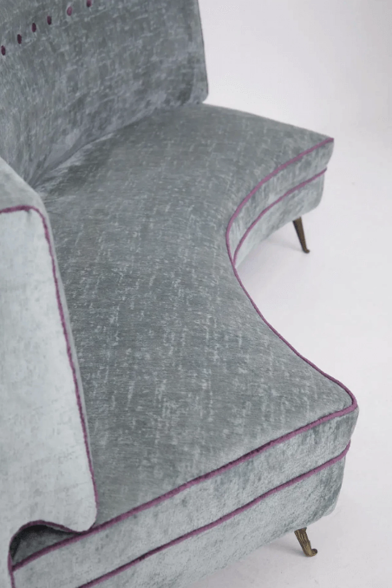 Sofa in light blue and purple velvet by Isa Bergamo, 1950s 9