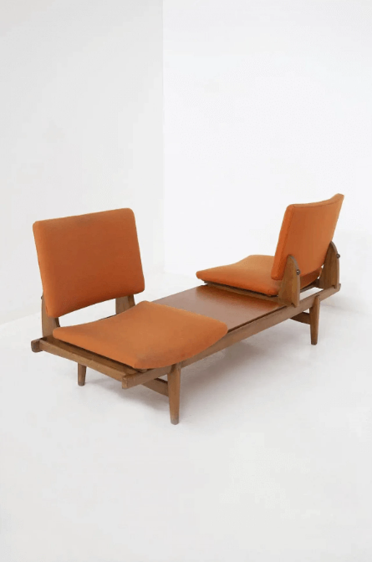 Bench in wood and fabric by Augusto Bozzi for Saporiti, 1950s 2