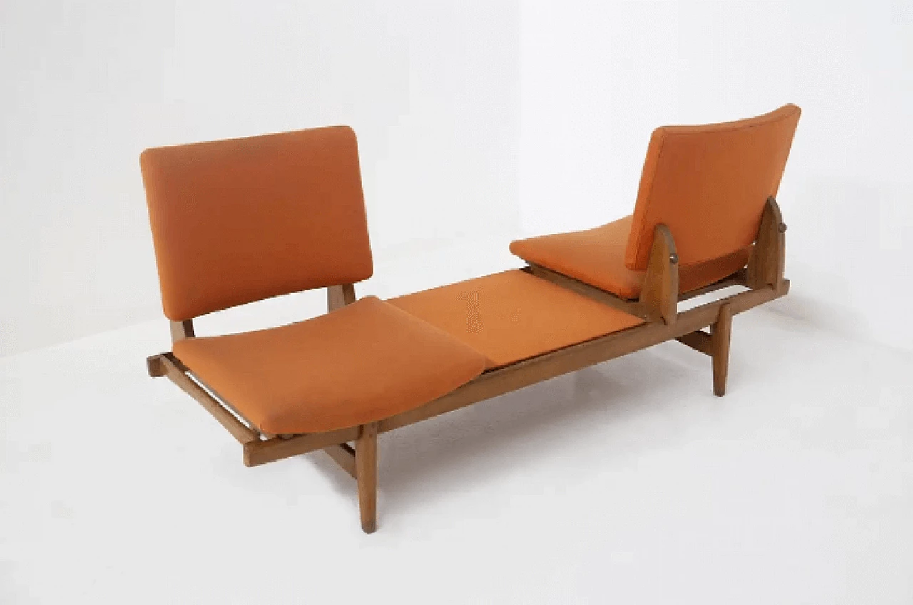 Bench in wood and fabric by Augusto Bozzi for Saporiti, 1950s 12