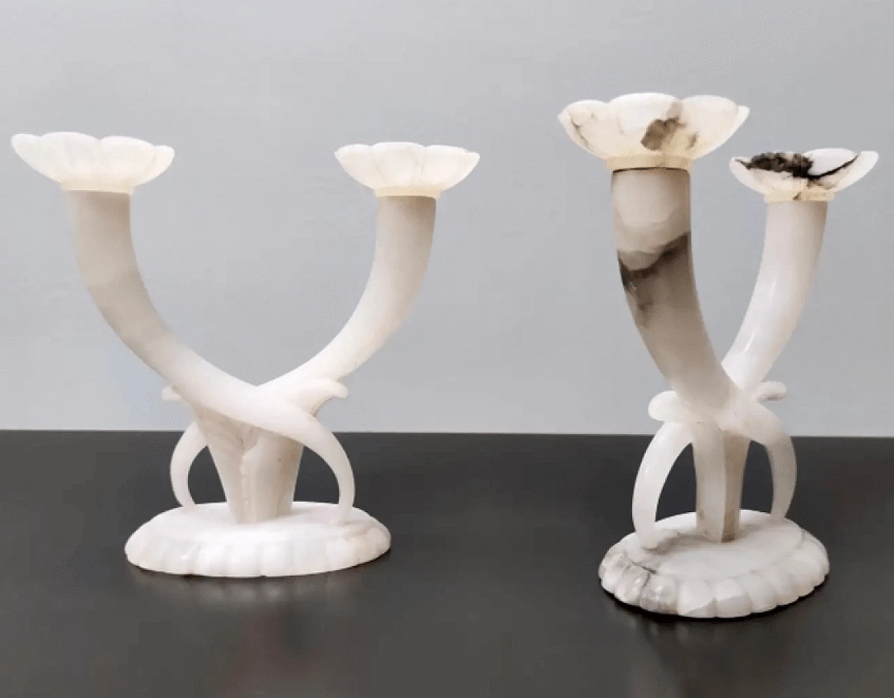 Pair of alabaster and onyx candelabra attributed to Tomaso Buzzi, 1940s 5