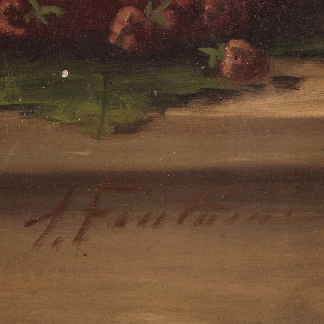 Olio su tela di natura morta con frutta firmata, inizio '900 4