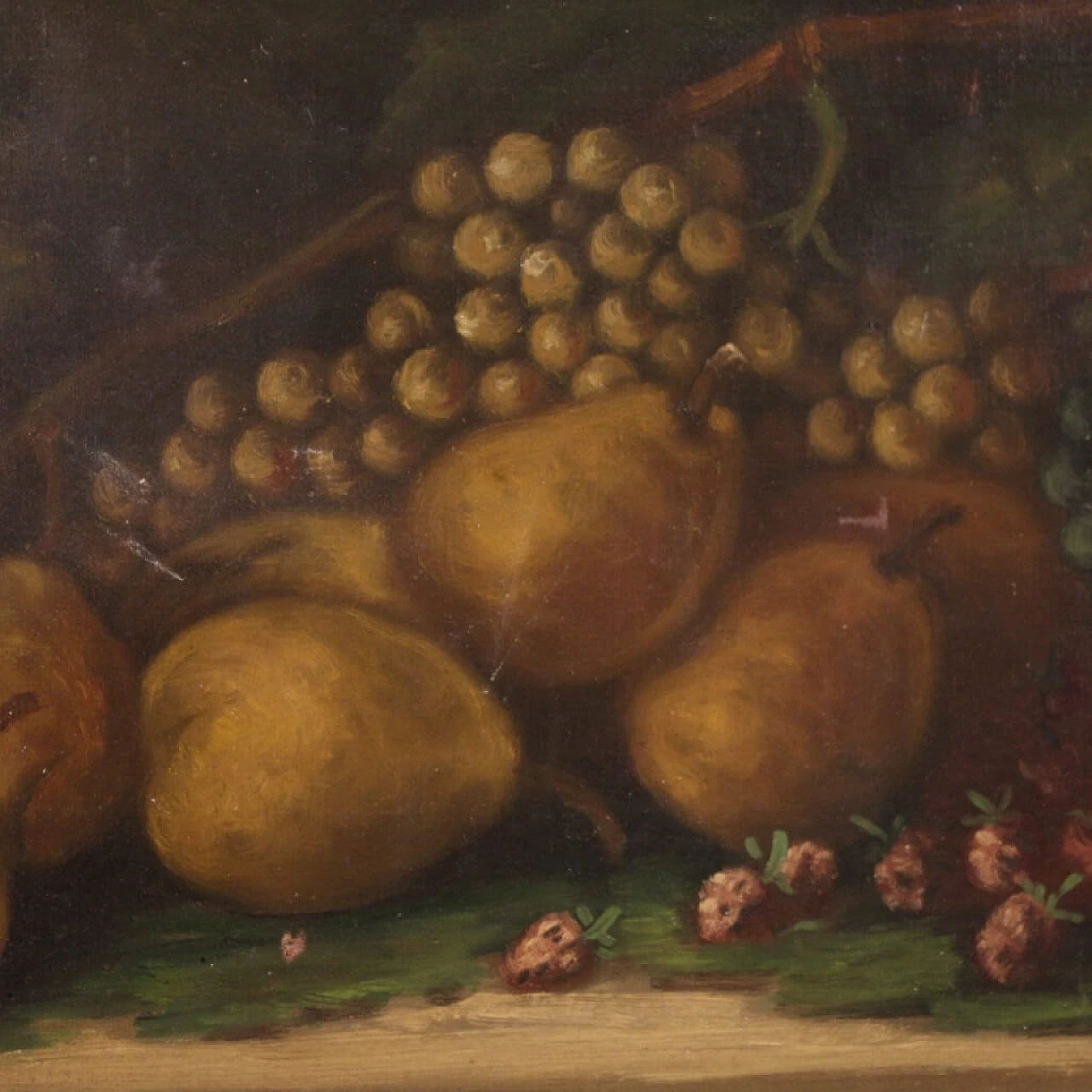 Olio su tela di natura morta con frutta firmata, inizio '900 5