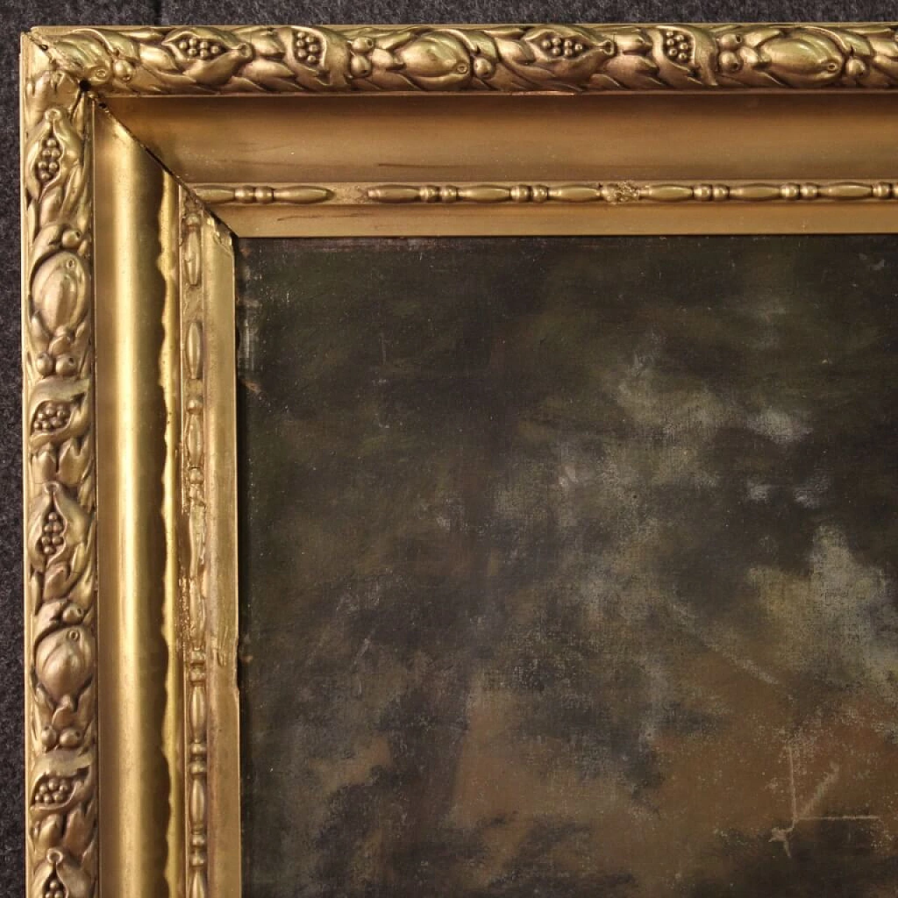 Olio su tela di natura morta con frutta firmata, inizio '900 7