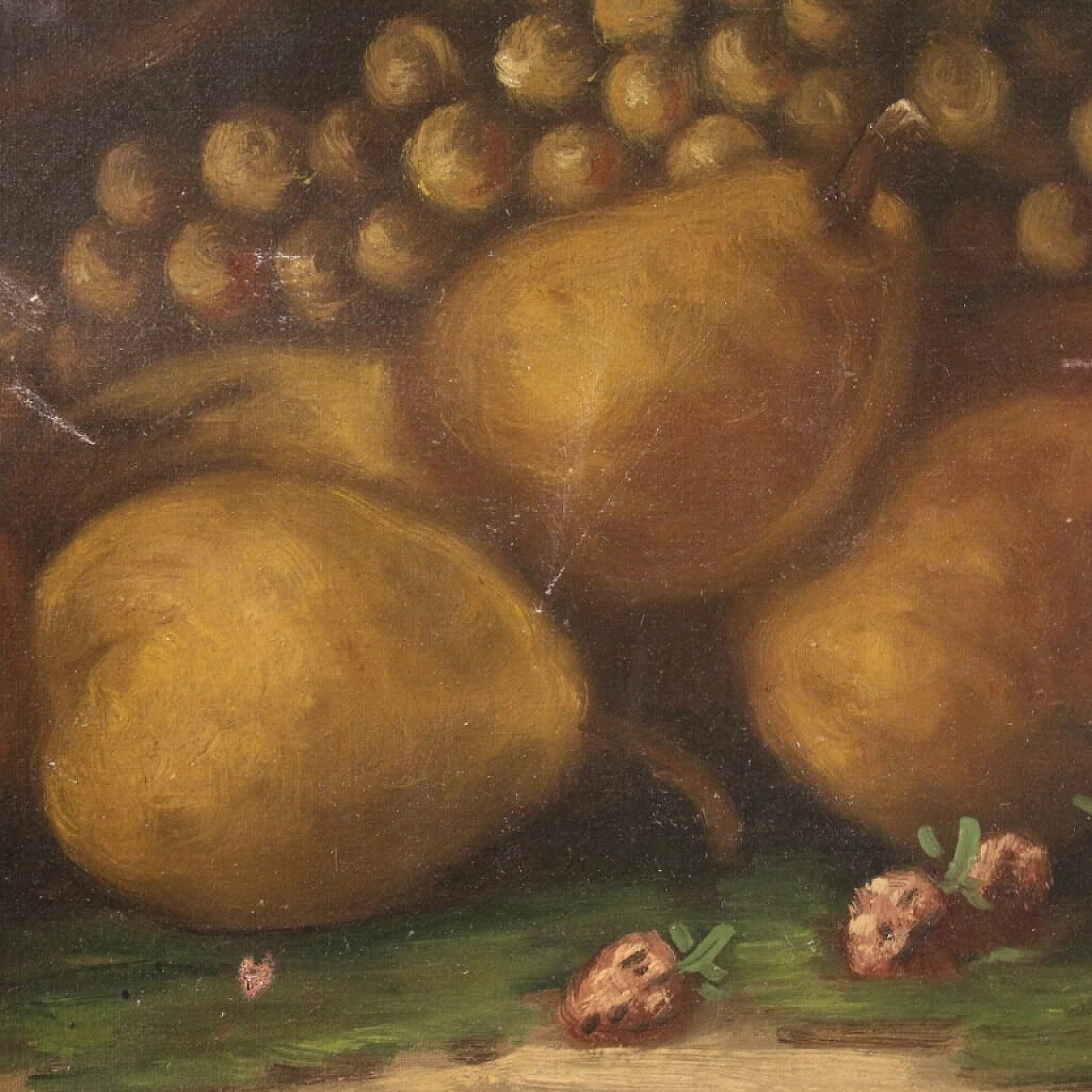 Olio su tela di natura morta con frutta firmata, inizio '900 8