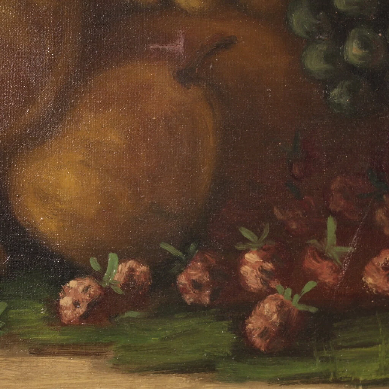 Olio su tela di natura morta con frutta firmata, inizio '900 9