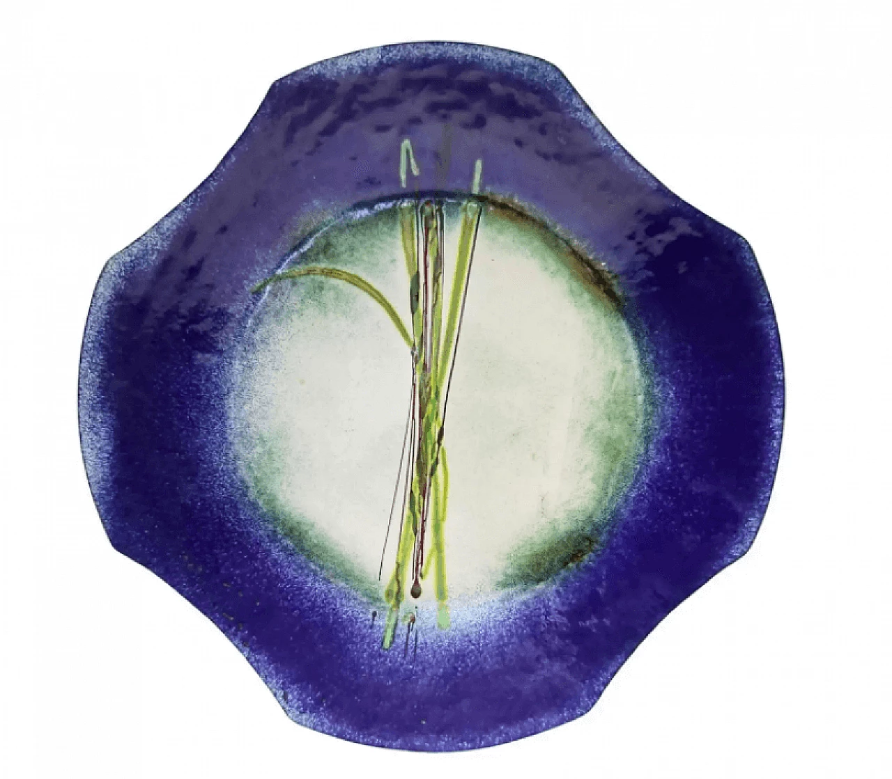 Vide-poche in rame blu, verde e bianco attribuibile a Paolo de Poli, anni '60 1